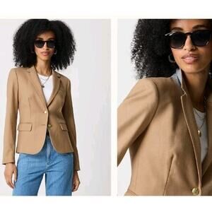 J.Crew Original Schoolboy Blazer Womens 18 Camel AZ565 Preppy Gold Crest Buttons